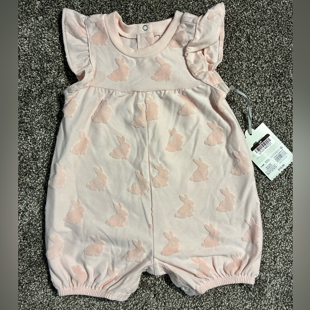 Cloud Island Pink Bunny Romper